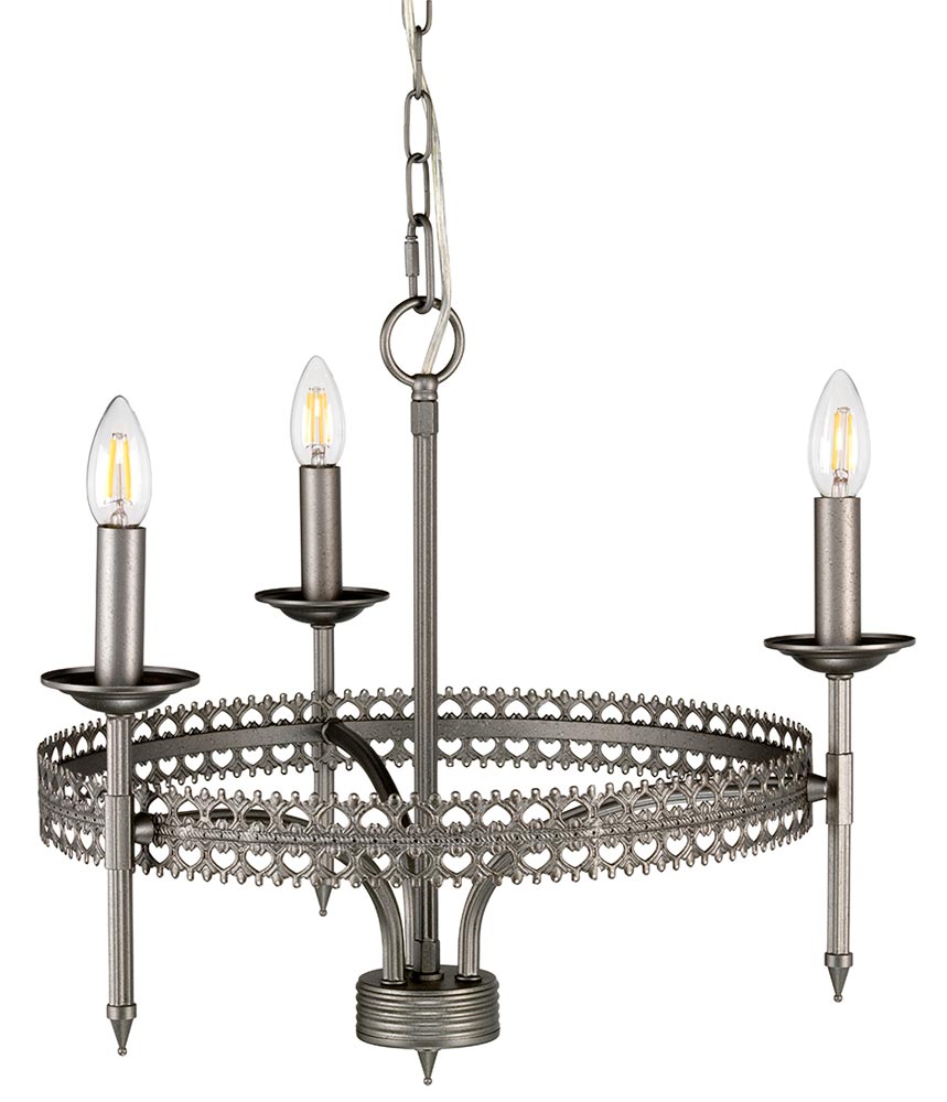 Elstead Crown 3 Light Chandelier Ceiling Light Iron Gate Finish