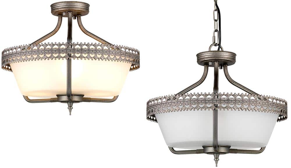 Elstead Crown 3 Light Dual Mount Semi Flush Pendant Iron Gate Finish