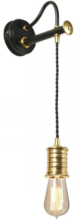 Elstead Douille Hanging Wall Light Black / Polished Brass Industrial Style