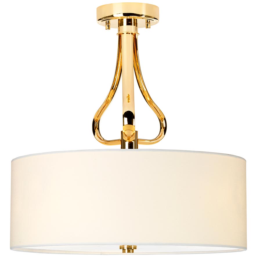 Elstead Falmouth 3 LED Gold Bathroom Semi Flush Ceiling Light