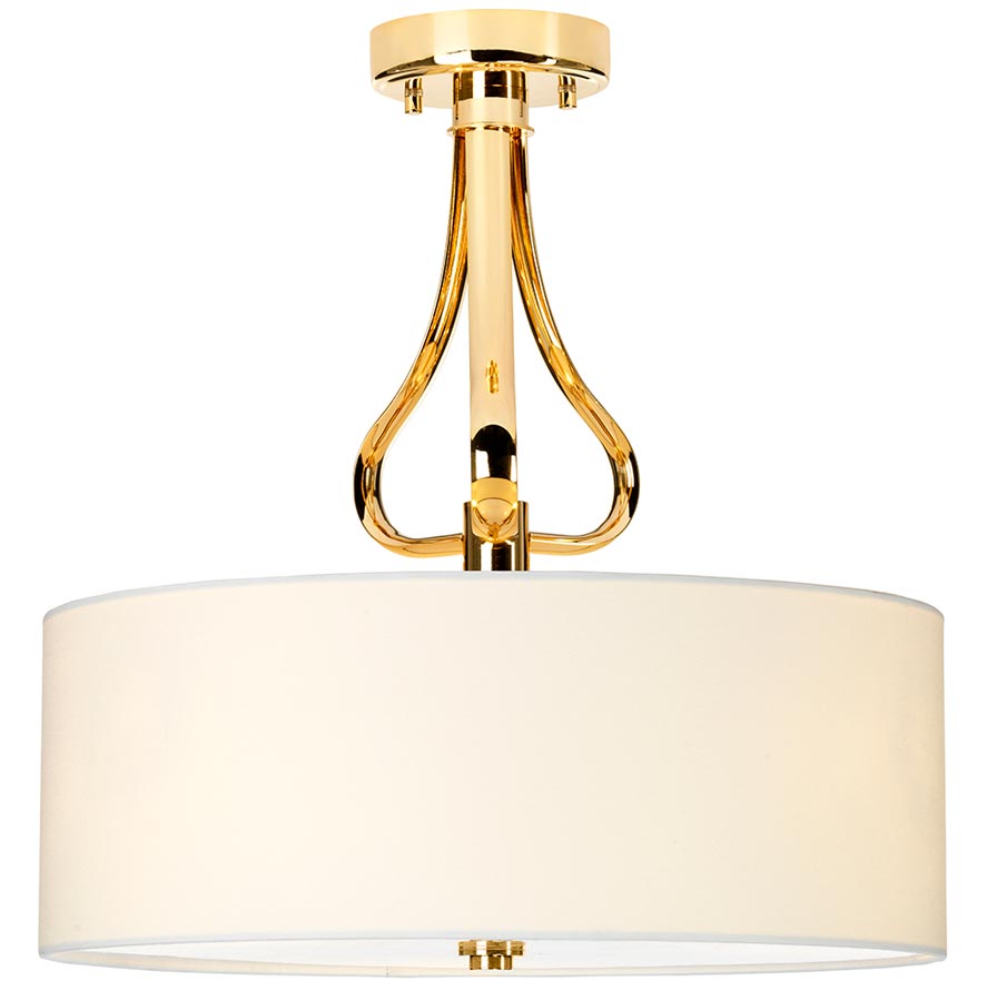 Elstead Falmouth 3 Led Gold Bathroom Semi Flush Ceiling Light