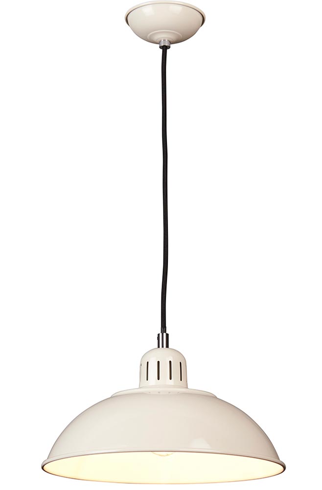 Elstead Franklin Retro Style Industrial Pendant Light Gloss Cream