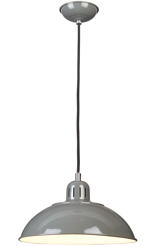 Elstead Franklin Retro Style Industrial Pendant Light Gloss Grey