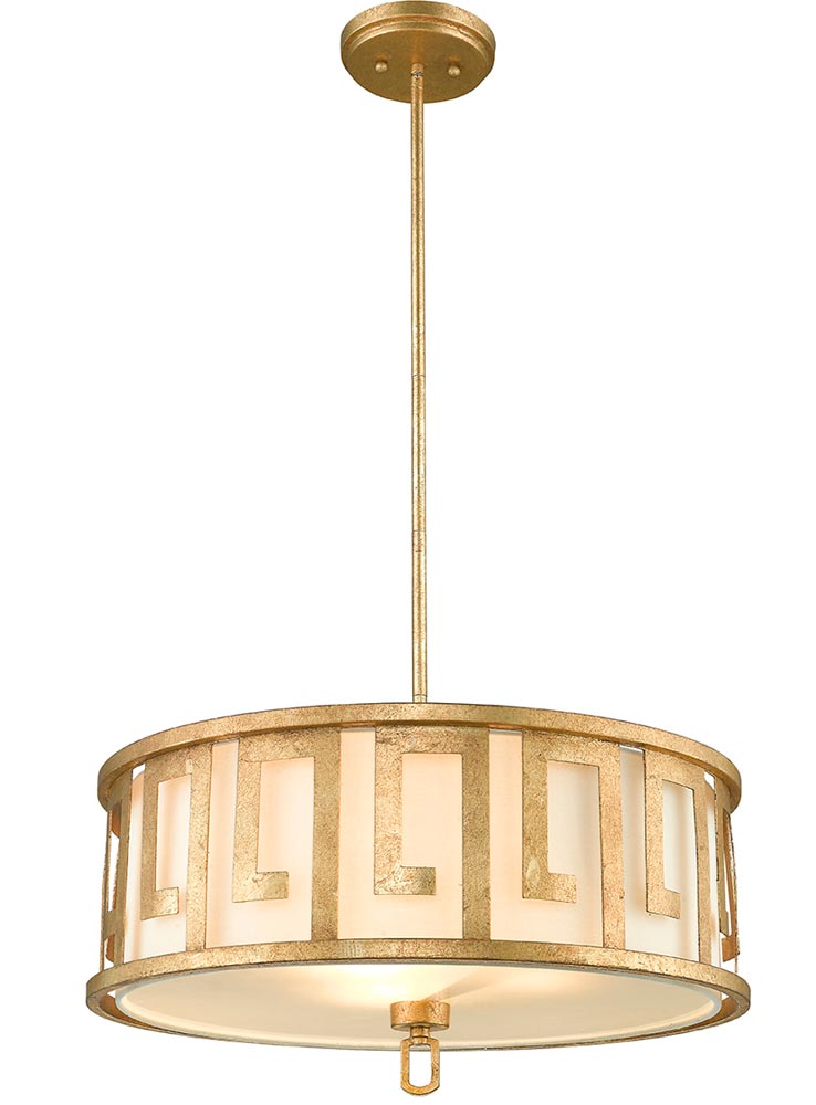 Gilded Nola Lemuria 3 Light Duo Mount Large Pendant Distressed Gold