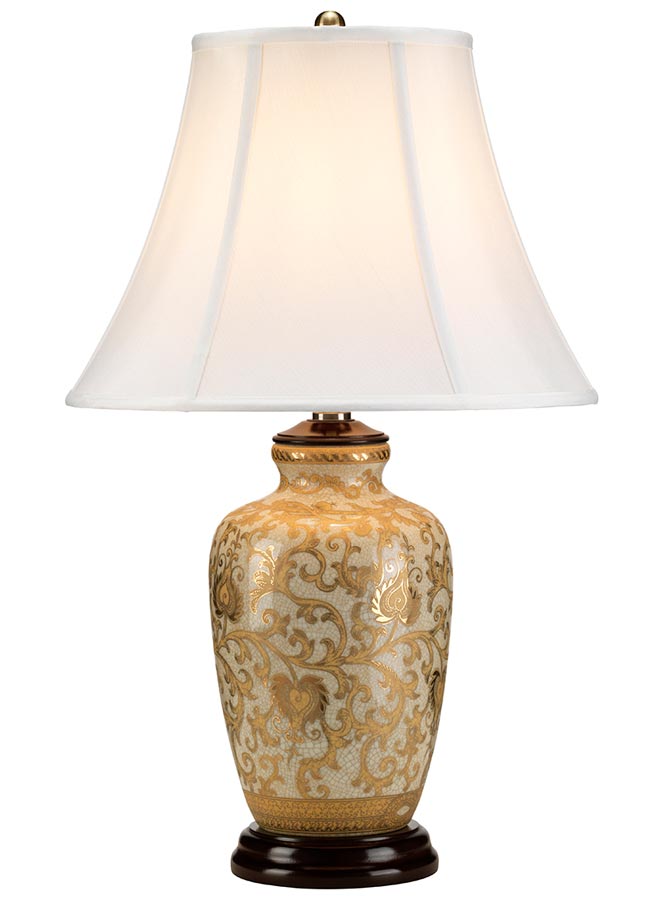 Elstead Gold Thistle Chinese Porcelain Table Lamp White Shade