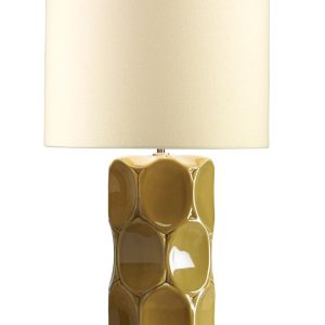 Elstead Green Retro Ceramic Table Lamp Cream Shade