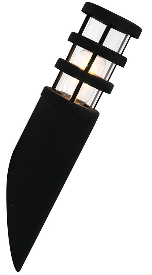 Elstead Hornbaek Stainless Steel Outdoor Wall Torch Lantern Black