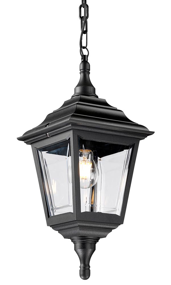 Elstead Kerry Corrosion Proof 1 Light Hanging Porch Lantern Black