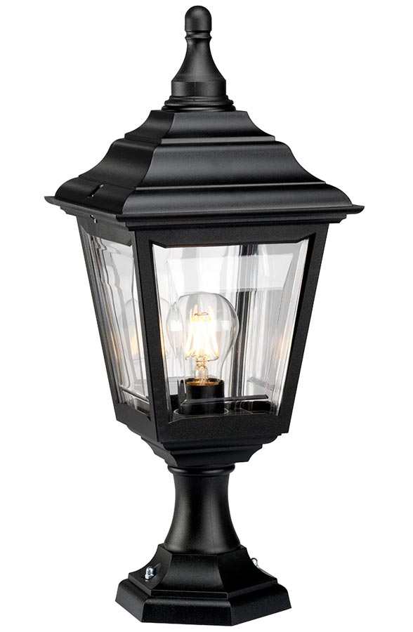 Elstead Kerry Corrosion Proof 1 Light Outdoor Pedestal Lantern Black