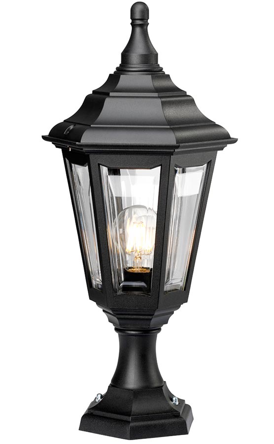 Elstead Kinsale Corrosion Proof 1 Light Outdoor Pedestal Lantern Black