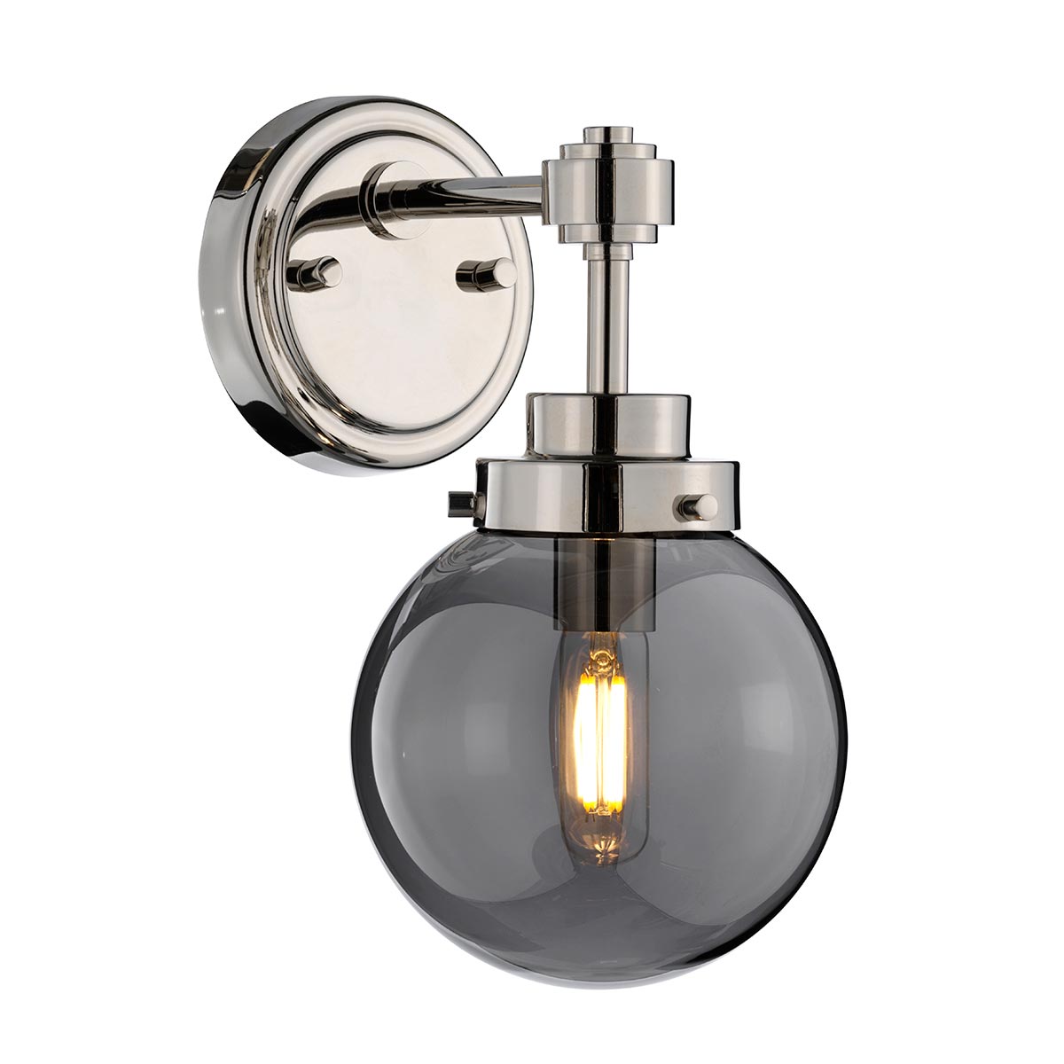 Elstead Kula Polished Nickel Single Wall Light Mirror Globe Shade