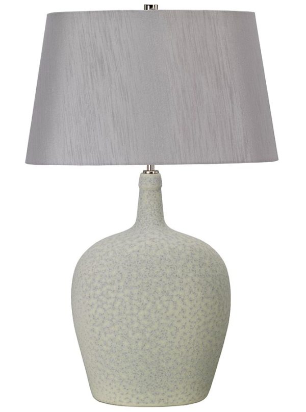 Elstead Lambeth 1 Light Sage Green Ceramic Table Lamp Silver Shade