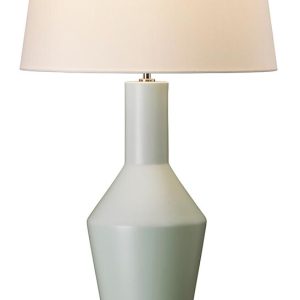 Elstead Leyton 1 Light Sage Green Ceramic Table Lamp Ivory Shade