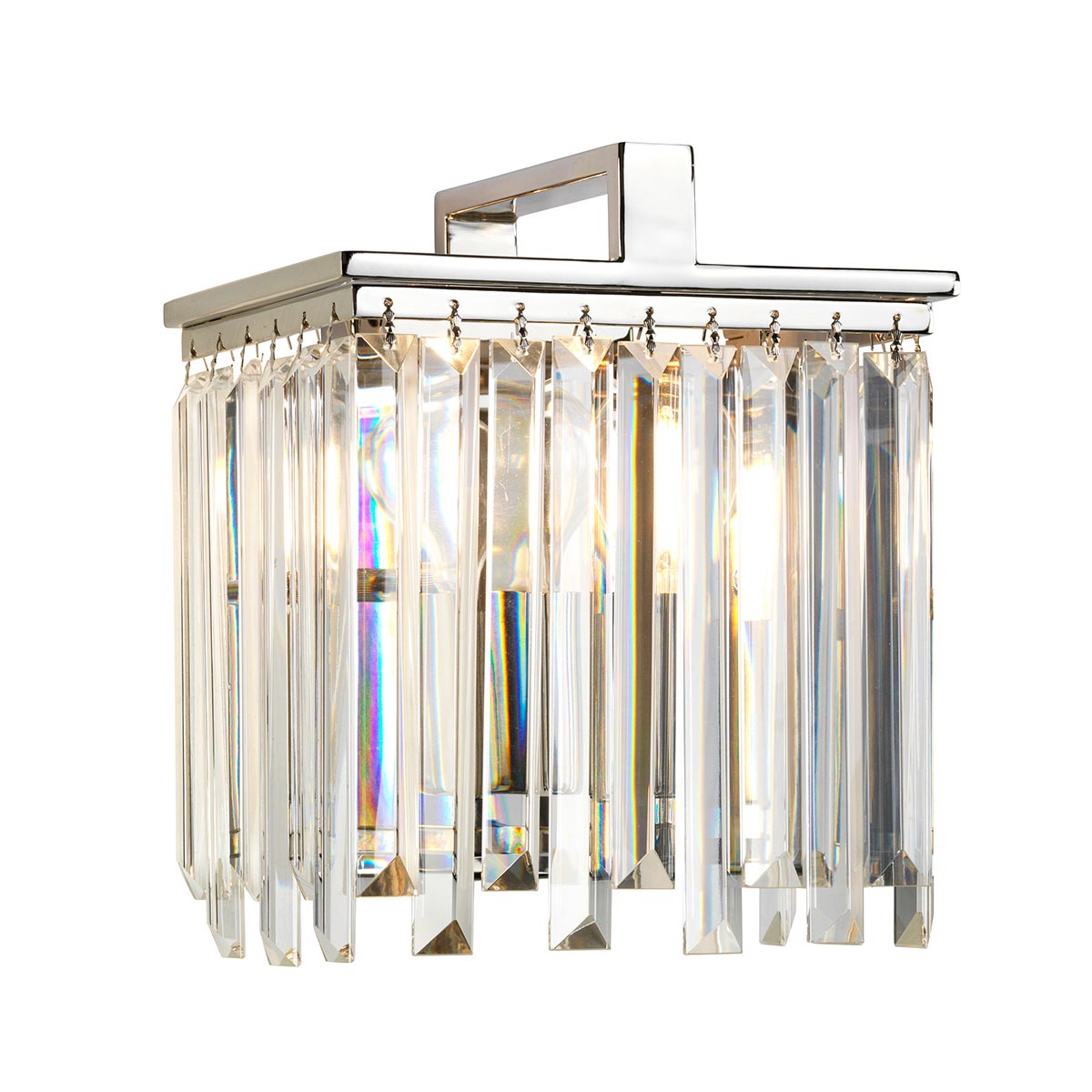 Elstead Aries Art Deco style single bulb crystal wall light in polished nickel