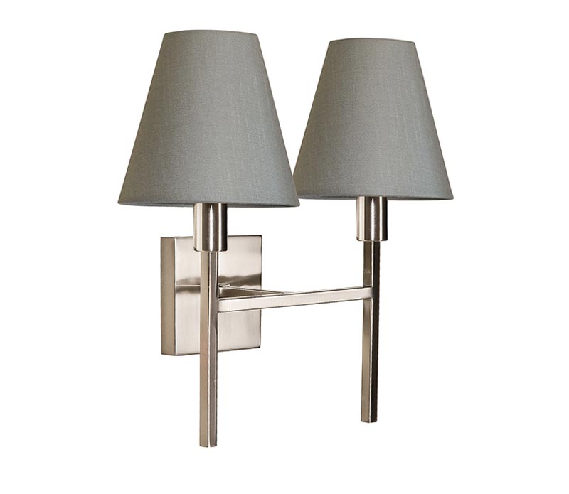 Elstead Lucerne Double Wall Light Brushed Nickel Grey Shades