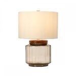 Elstead Luga Recycled Smoked Glass 1 Light Table Lamp With Dark Wood