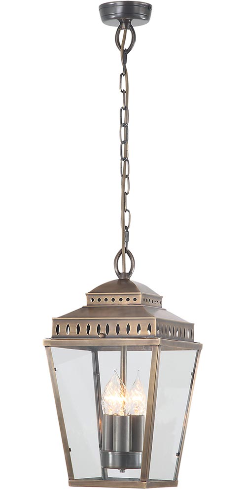 Elstead Mansion House Solid Aged Brass 3 Light Hanging Porch Lantern