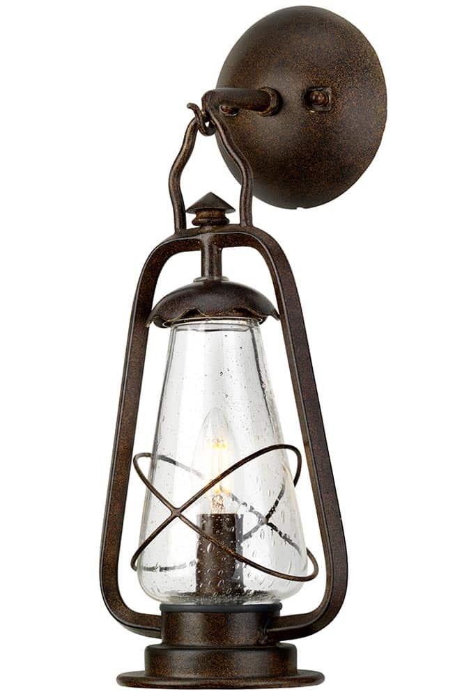 Elstead Miners Hanging Outdoor Wall Lantern Old Bronze Seeded Glass