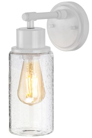 Elstead Morvah 1 Light Bathroom Wall Light Gloss White Bubble Glass