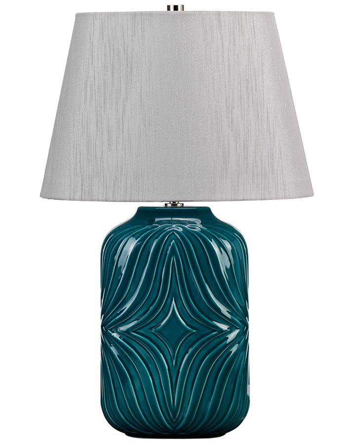 Elstead Muse Turquoise Ceramic Table Lamp Grey Shade