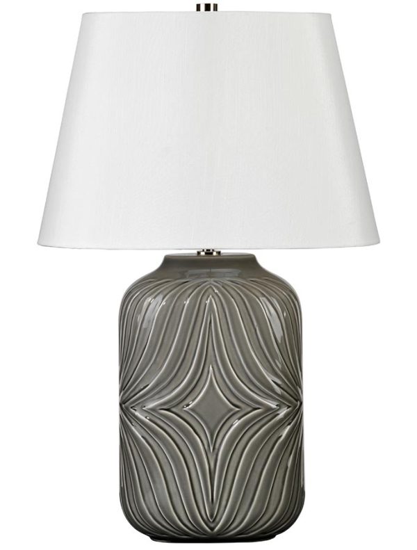 Elstead Muse Grey Ceramic Table Lamp Off White Shade