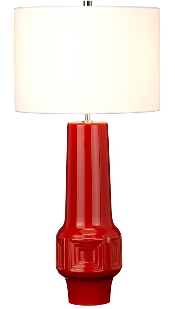 Elstead Muswell 1 Light Red Ceramic Tall Table Lamp White Shade