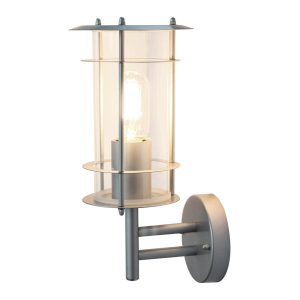 Ordrup 1 light 304 stainless steel outdoor wall lantern in silver