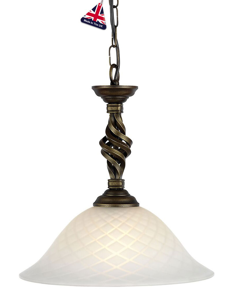 Elstead Pembroke Black & Gold Wrought Iron Ceiling Pendant Light