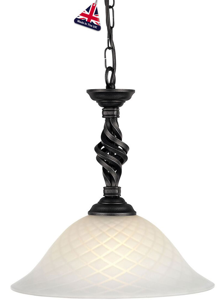 Elstead Pembroke Black Wrought Iron Ceiling Pendant Light