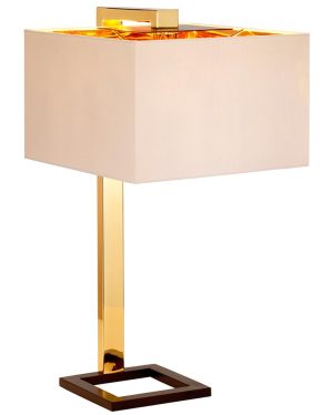 Elstead Plein 1 Light Polished Gold Table Lamp Cream Shade