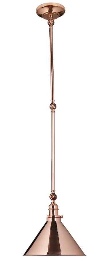 Elstead Provence Hinged Single Pendant / Wall Light Polished Copper