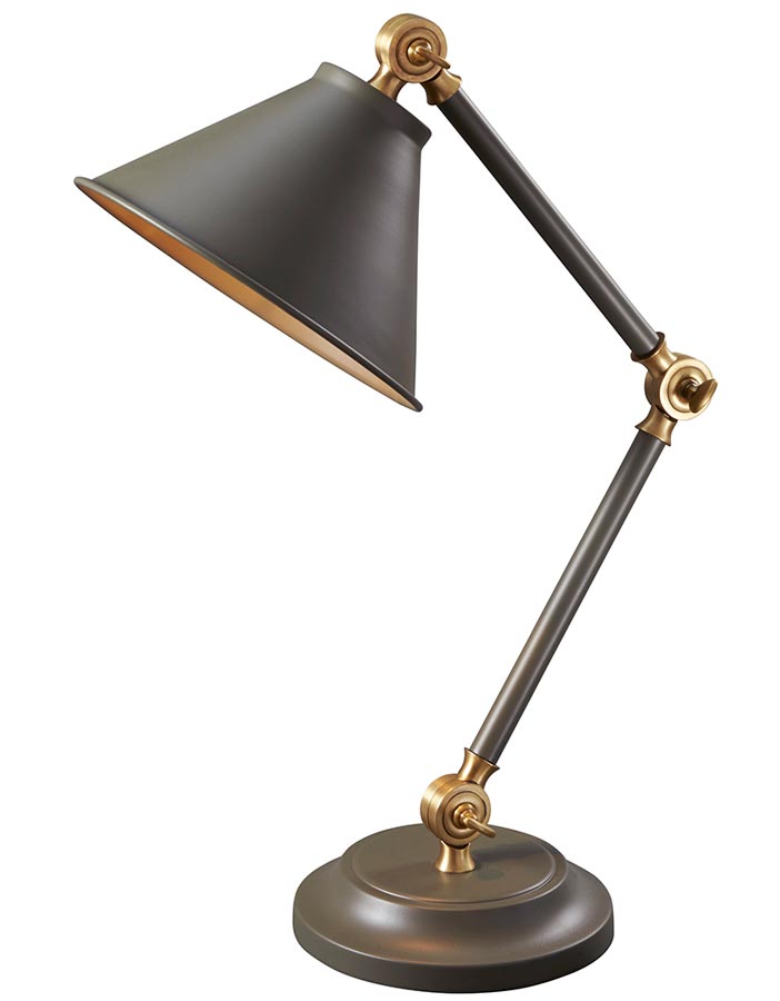 Elstead Provence Element Mini Desk Table Lamp Dark Grey Aged Brass