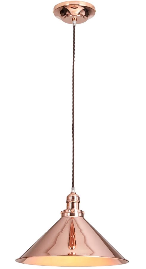 Elstead Provence Single Pendant Ceiling Light Polished Copper