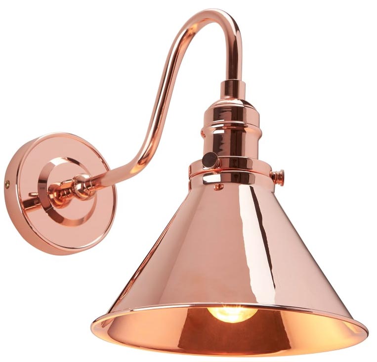 Elstead Provence Single Wall Light Polished Copper Retro Style
