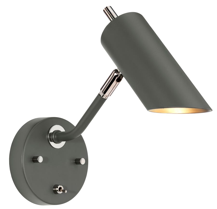 Elstead Quinto 1 Lamp Switched Wall Light Dark Grey Polished Nickel