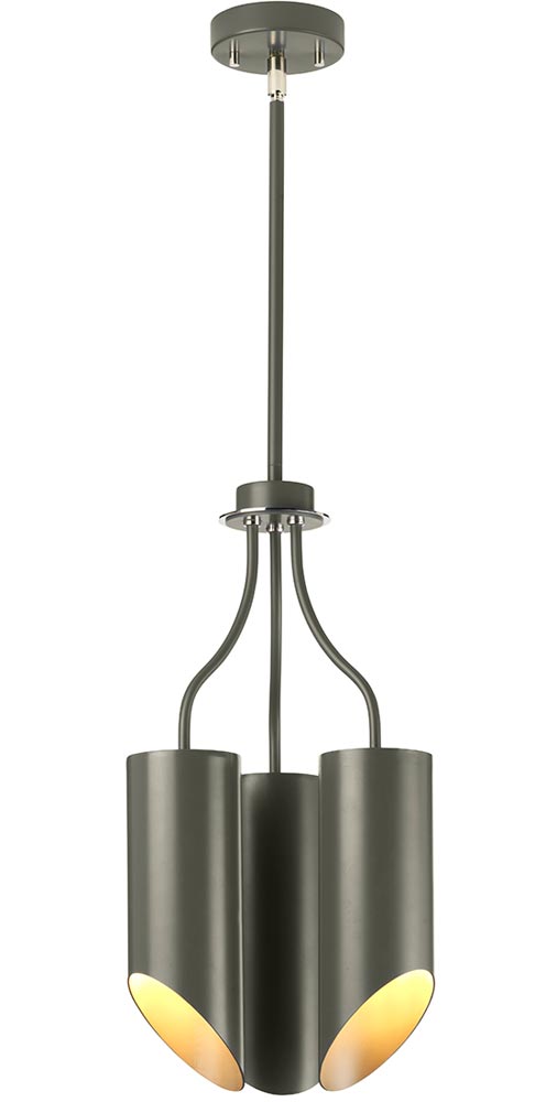 Elstead Quinto 3 Light Modern Chandelier Dark Grey Polished Nickel