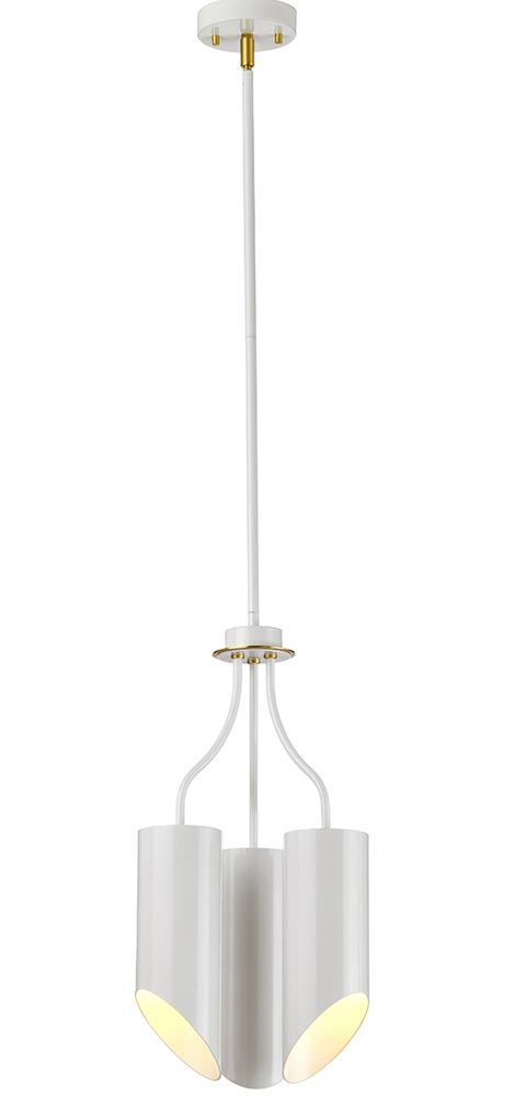 Elstead Quinto 3 Light Modern Chandelier Gloss White Aged Brass