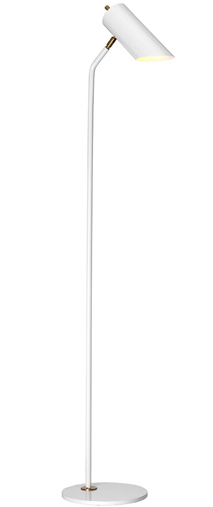 Elstead Quinto 1 Light Floor Lamp Gloss White Aged Brass