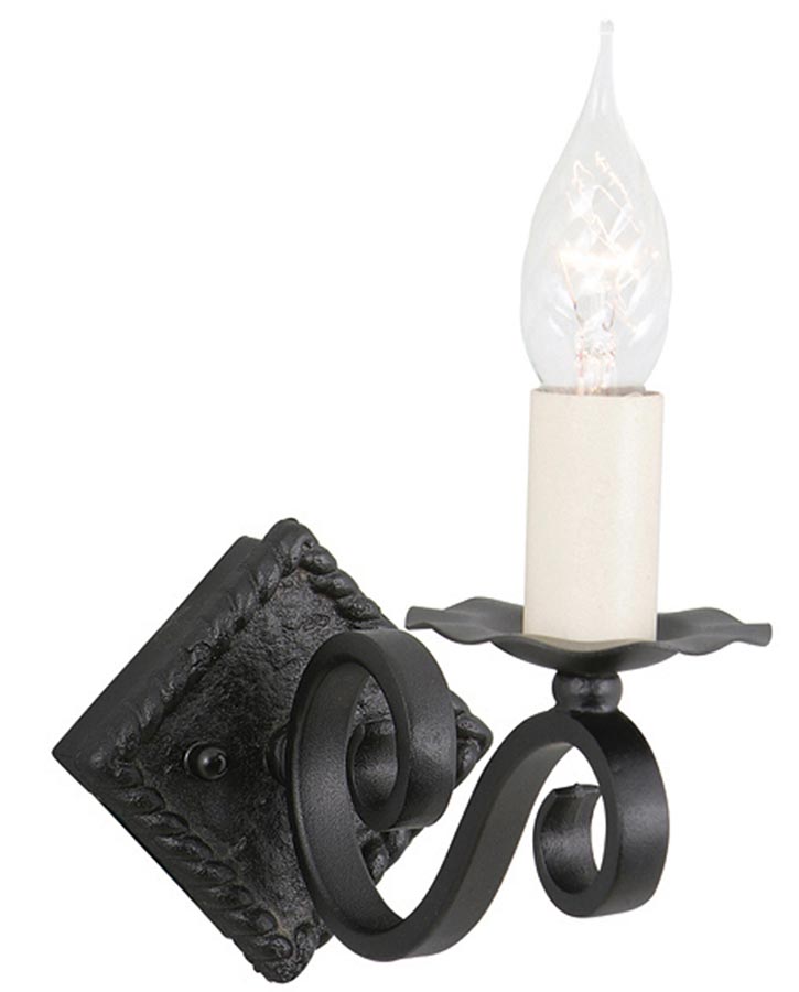 Elstead Rectory Black Wrought Iron Gothic Single Wall Light Style A