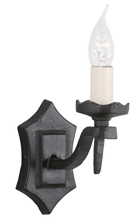 Elstead Rectory Black Wrought Iron Gothic Single Wall Light Style B