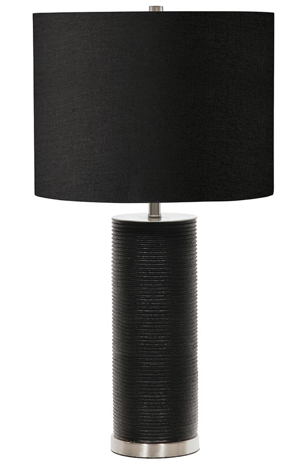 Elstead Ripple 1 Light Black Resin Cylinder Table Lamp Black Shade