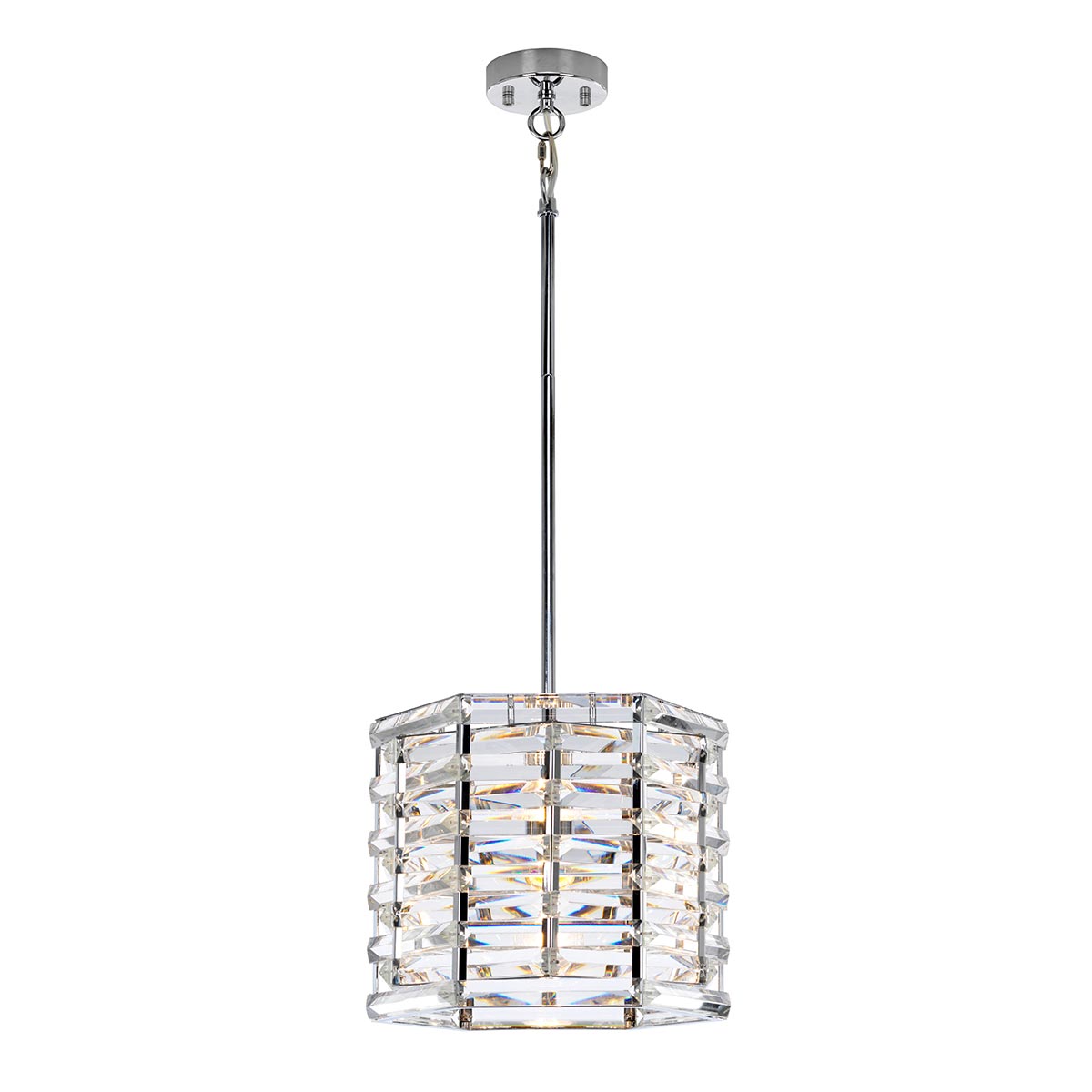 Elstead Shoal Glamorous 1 Light Crystal Ceiling Pendant Polished Nickel