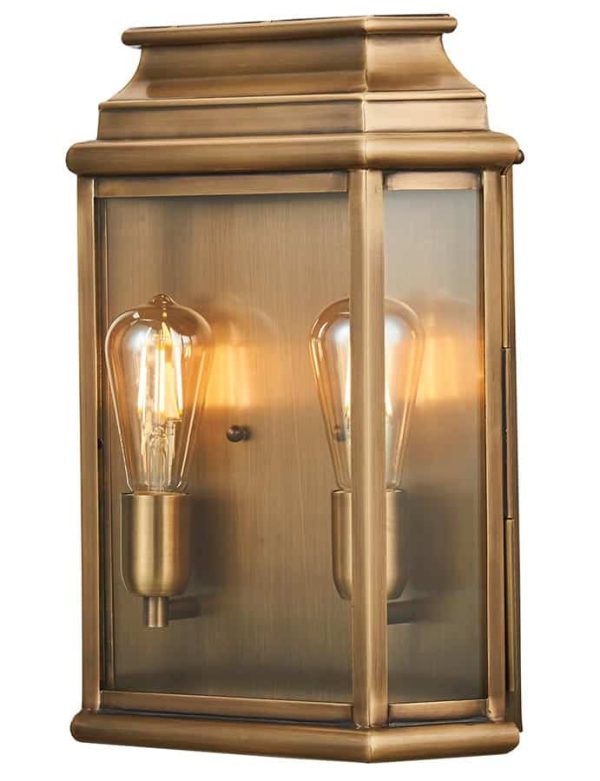 Elstead St Martins 2 Light Large Solid Aged Brass Outdoor Wall Lantern
