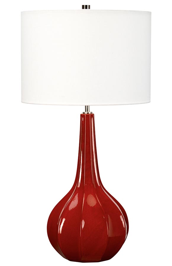 Elstead Upton 1 Light Red Ceramic Table Lamp White Shade