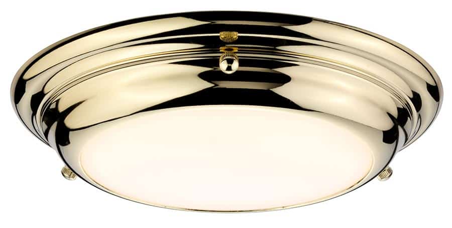 Elstead Welland Small Flush LED Bathroom Ceiling Light Polished Brass