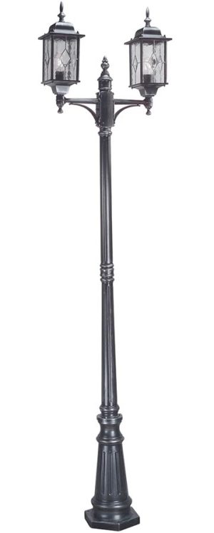 Elstead WX8 Wexford black & silver 2 light outdoor lamp post
