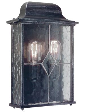 Elstead Wexford 2 light flush outdoor wall lantern in black & silver finish