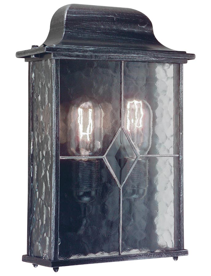 Elstead Wexford 2 Light Flush Outdoor Wall Lantern Black & Silver