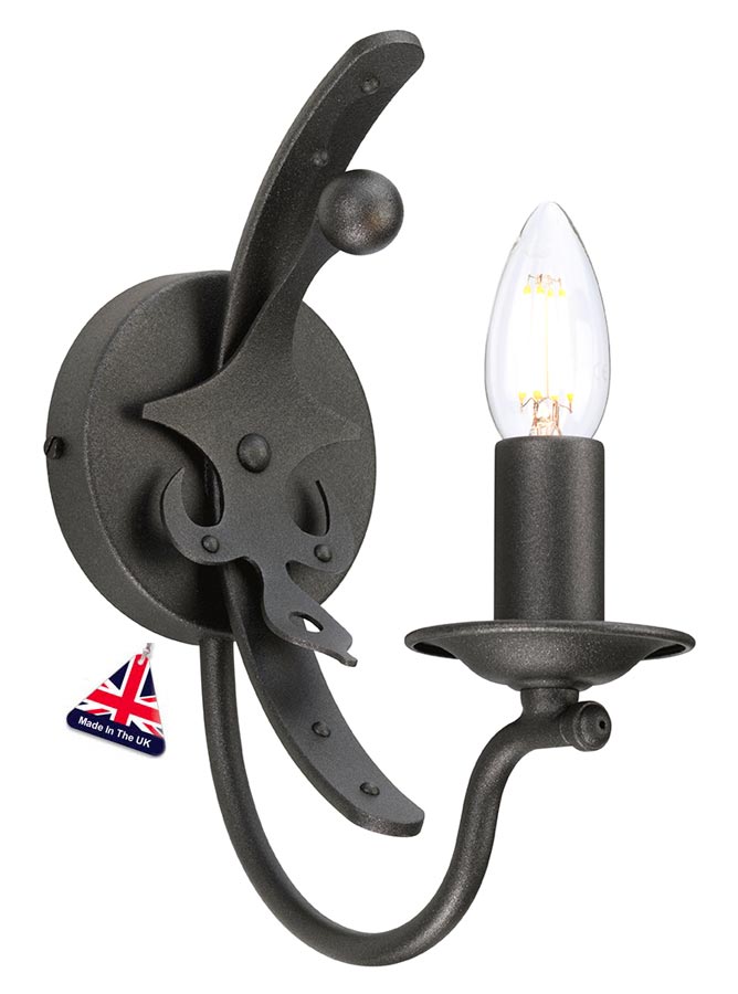 Elstead Windsor Single Ironwork Wall Light Graphite Black British Made