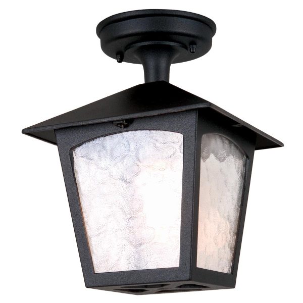 Elstead York flush outdoor porch lantern in black